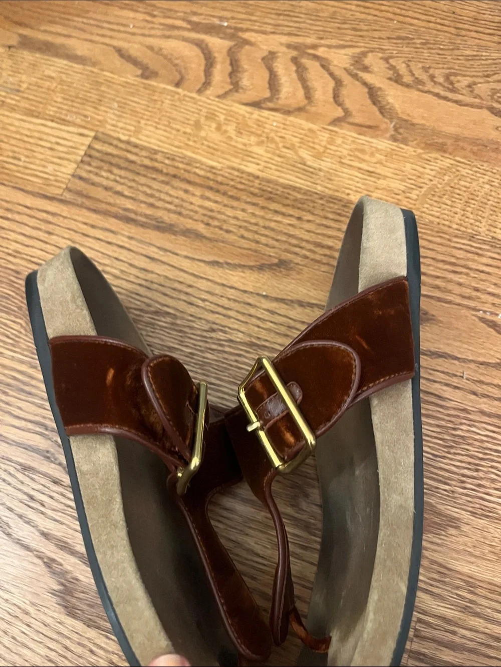 Women's Prada Velvet Leather Buckle Thong Sandals Size 39